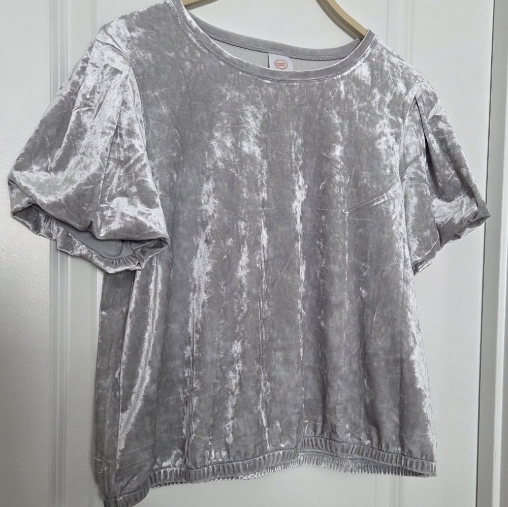 Grey Velvet Top